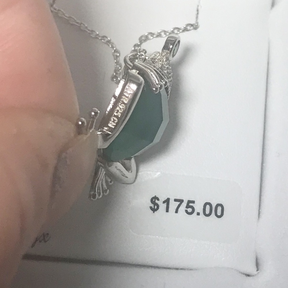 NWT Sterling Silver Green Onxy Women’s Frog Necklace 14k Gold Plated Pendant - Picture 3 of 5